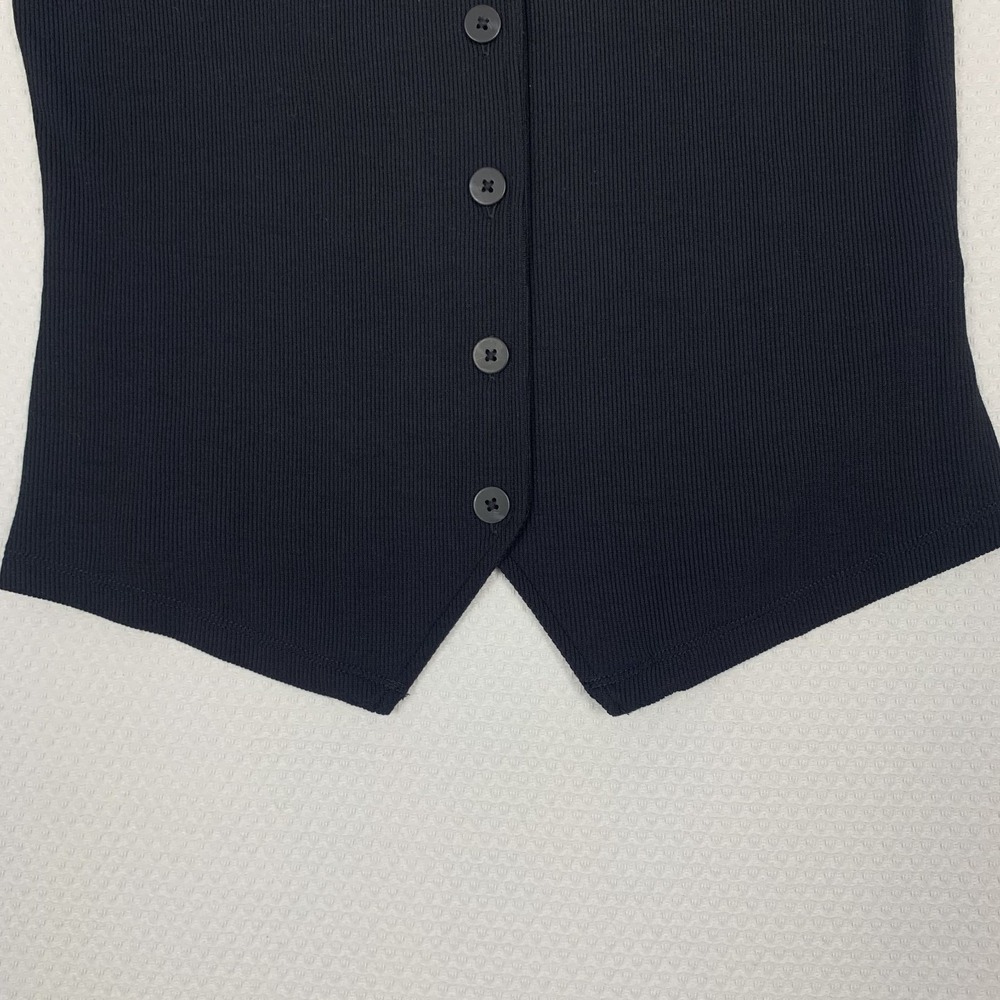 Lands’ End Sweater Vest Knit Women’s S Black Ribbed Button Down - Picture 5 of 11